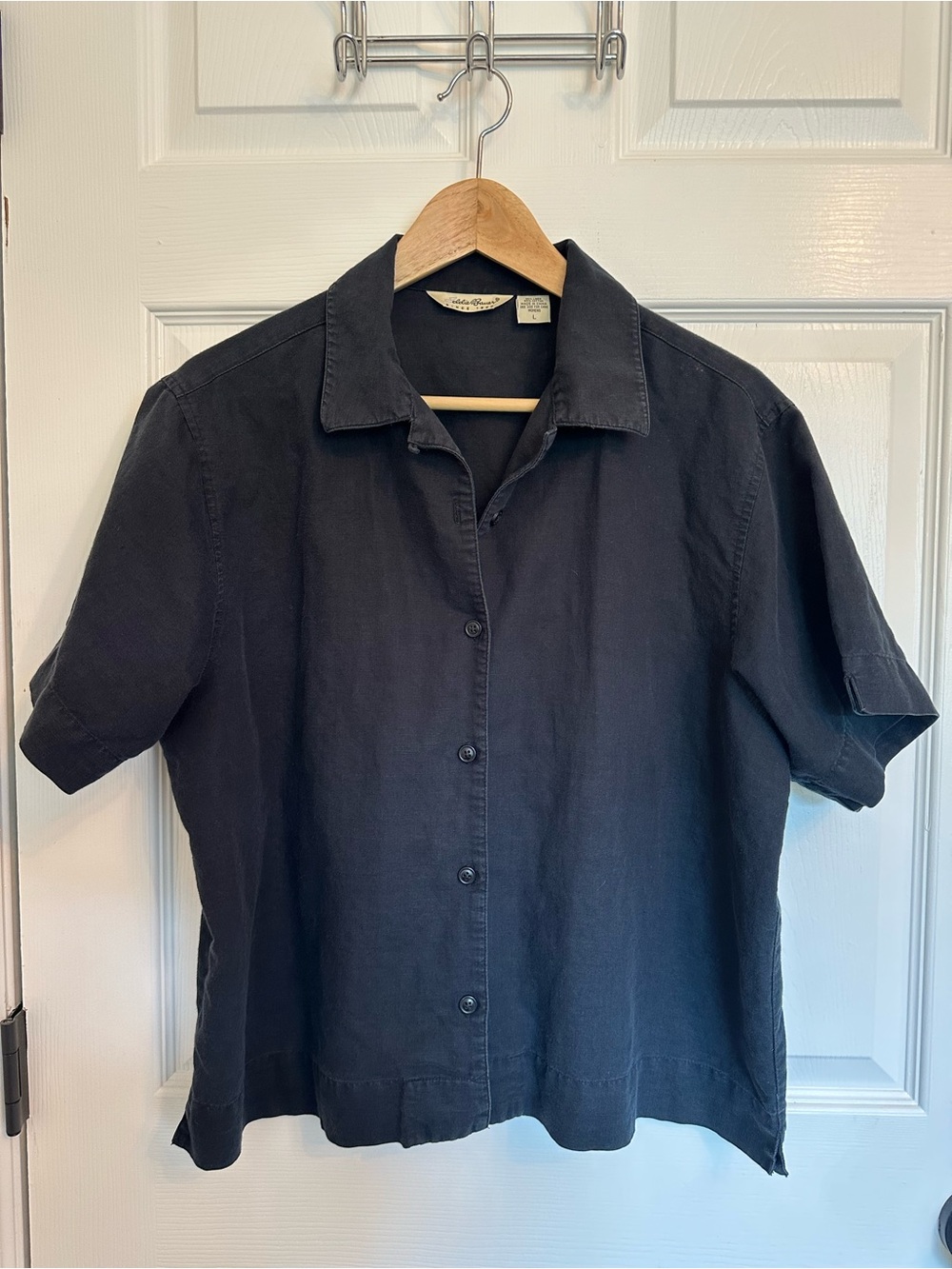 Eddie Bauer Black Linen Button-Up Shirt